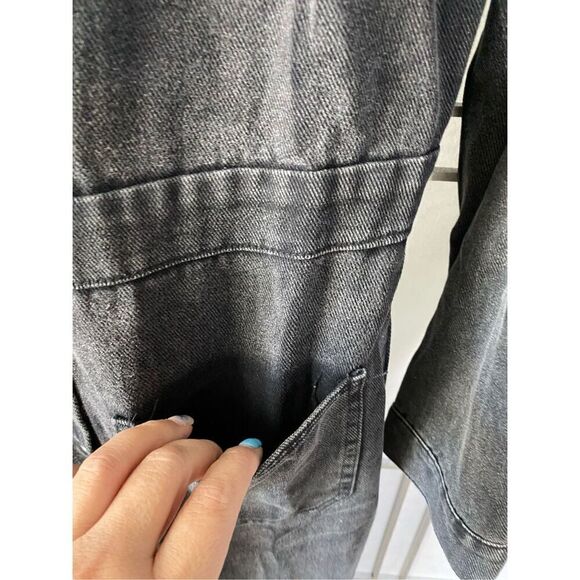 Umgee Mid Button Down Stone Wash Wide Leg Distressed Jumpsuit & Side Pockets wit - Picture 9 of 11